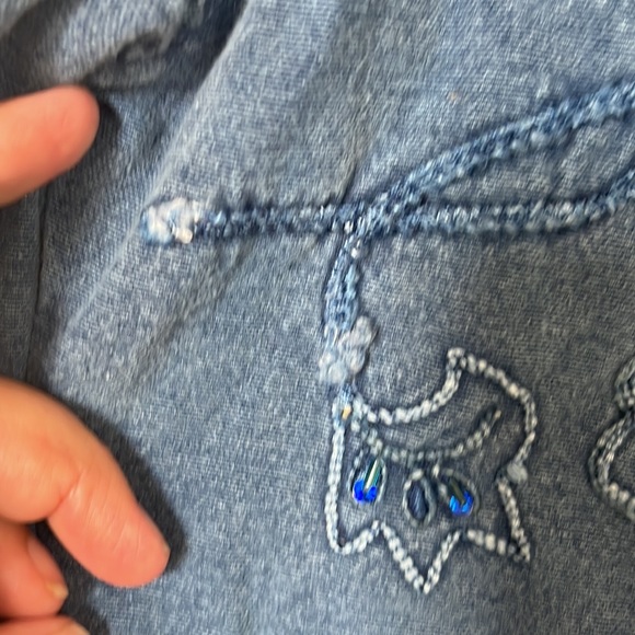 Flashback  Vintage  Denim embroidered Jacket sz M 100% Cotton - Picture 4 of 15
